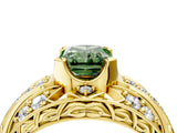 Yellow gold Fancy Green Radiant Cut Diamond Pave Art Deco Split Shank Ring with Four-Prong Setting_4