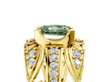 Yellow gold Fancy Green Radiant Cut Diamond Pave Art Deco Split Shank Ring with Four-Prong Setting_5