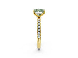 Yellow gold Fancy Green Radiant Cut Diamond Pave Band Solitaire Ring with Four-Prong Setting_60