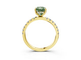 Yellow gold Fancy Green Radiant Cut Diamond Pave Band Solitaire Ring with Four-Prong Setting_61