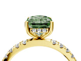 Yellow gold Fancy Green Radiant Cut Diamond Pave Band Solitaire Ring with Four-Prong Setting_62
