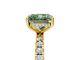 Yellow gold Fancy Green Radiant Cut Diamond Pave Band Solitaire Ring with Four-Prong Setting_63