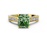 Yellow gold Fancy Green Radiant  Cut Diamond Pave Band with Four-Prong Setting_37