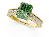 Yellow gold Fancy Green Radiant  Cut Diamond Pave Band with Four-Prong Setting_38