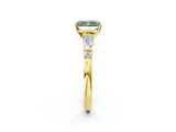 Yellow gold Fancy Green Radiant  Cut Diamond Ring with Baguette Side Stones, Channel Set Band, and Four-Prong Setting_26