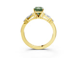 Yellow gold Fancy Green Radiant  Cut Diamond Ring with Baguette Side Stones, Channel Set Band, and Four-Prong Setting_27