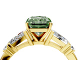 Yellow gold Fancy Green Radiant  Cut Diamond Ring with Baguette Side Stones, Channel Set Band, and Four-Prong Setting_28