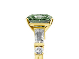 Yellow gold Fancy Green Radiant  Cut Diamond Ring with Baguette Side Stones, Channel Set Band, and Four-Prong Setting_29
