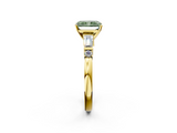 Yellow gold Fancy Green Radiant  Cut Diamond Ring with Baguette Side Stones, Channel Set Band, and Four-Prong Setting_5