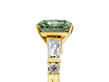 Yellow gold Fancy Green Radiant  Cut Diamond Ring with Baguette Side Stones, Channel Set Band, and Four-Prong Setting_8