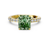 Yellow gold Fancy Green Radiant  Cut Diamond Ring with Pavé Band and Four-Prong Setting_17