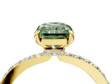 Yellow gold Fancy Green Radiant  Cut Diamond Ring with Pavé Band and Four-Prong Setting_21