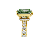 Yellow gold Fancy Green Radiant  Cut Diamond Ring with Pavé Band and Four-Prong Setting_22