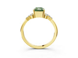 Yellow gold Fancy Green Radiant Cut Diamond Ring with Side Stones and Four-Prong Setting_114