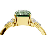 Yellow gold Fancy Green Radiant Cut Diamond Ring with Side Stones and Four-Prong Setting_115