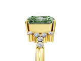 Yellow gold Fancy Green Radiant Cut Diamond Ring with Side Stones and Four-Prong Setting_116