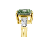 Yellow gold Fancy Green Radiant  Cut Diamond Ring with Tapered Baguette Side Stones in Four-Prong Setting_8