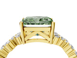 Yellow gold Fancy Green Radiant Cut Diamond Scattered Round Accent Ring with Prong Setting_16