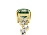Yellow gold Fancy Green Radiant Cut Diamond Scattered Round Accent Ring with Prong Setting_17