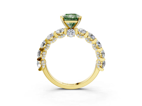 Yellow gold Fancy Green Radiant Cut Diamond Side Stone Engagement Ring with Four-Prong Setting_27