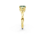 Yellow gold Fancy Green Radiant Cut Diamond Solitaire Celtic Knot Ring with Four-Prong Setting_43