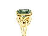 Yellow gold Fancy Green Radiant Cut Diamond Solitaire Celtic Knot Ring with Four-Prong Setting_46