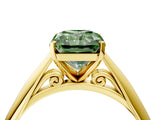 Yellow gold Fancy Green Radiant Cut Diamond Solitaire Engagement Ring with Cathedral Setting and Four-Prong Mount_137