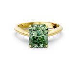 Yellow gold Fancy Green Radiant Cut Diamond Solitaire Engagement Ring with Cathedral Setting and Four-Prong Mount_24