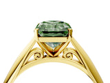 Yellow gold Fancy Green Radiant Cut Diamond Solitaire Engagement Ring with Cathedral Setting and Four-Prong Mount_34