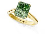 Yellow gold Fancy Green Radiant Cut Diamond Solitaire Engagement Ring with Cathedral Setting and Four-Prong Mount_67