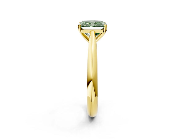 Yellow Gold Radiant Cut Solitaire Cathedral Engagement Ring Setting for Fancy Green Center