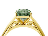 Yellow gold Fancy Green Radiant Cut Diamond Solitaire Engagement Ring with Cathedral Setting and Four-Prong Mount_70