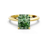 Yellow gold Fancy Green Radiant Cut Diamond Solitaire Engagement Ring with Classic Band and Four-Prong Setting_106