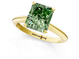 Yellow gold Fancy Green Radiant Cut Diamond Solitaire Engagement Ring with Classic Band and Four-Prong Setting_25