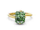 Yellow gold Fancy Green Radiant Cut Diamond Solitaire Engagement Ring with Four-Prong Setting and Classic Band_20