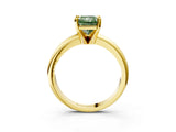 Yellow gold Fancy Green Radiant Cut Diamond Solitaire Engagement Ring with Round Band and Four-Prong Setting_173