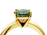 Yellow gold Fancy Green Radiant Cut Diamond Solitaire Engagement Ring with Round Band and Four-Prong Setting_174
