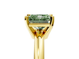 Yellow gold Fancy Green Radiant Cut Diamond Solitaire Engagement Ring with Round Band and Four-Prong Setting_175