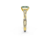 Yellow gold Fancy Green Radiant Cut Diamond Solitaire Engagement Ring with Twisted Pavé Band and Four-Prong Setting_46