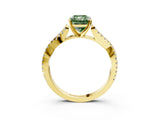 Yellow gold Fancy Green Radiant Cut Diamond Solitaire Engagement Ring with Twisted Pavé Band and Four-Prong Setting_47