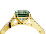 Yellow gold Fancy Green Radiant Cut Diamond Solitaire Engagement Ring with Twisted Pavé Band and Four-Prong Setting_48