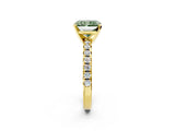 Yellow gold Fancy Green Radiant Cut Diamond Solitaire Pavé Engagement Ring with Round Band and Prong Setting_58