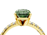 Yellow gold Fancy Green Radiant Cut Diamond Solitaire Pavé Engagement Ring with Round Band and Prong Setting_60