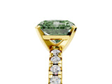 Yellow gold Fancy Green Radiant Cut Diamond Solitaire Pavé Engagement Ring with Round Band and Prong Setting_61