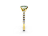 Yellow gold Fancy Green Radiant Cut Diamond Solitaire Pavé Engagement Ring with Round Band and Prong Setting_76