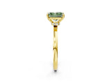 Yellow gold Fancy Green Radiant Cut Diamond Solitaire Ring with Classic Band and Four-Prong Setting_2