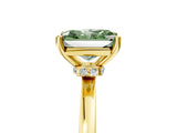 Yellow gold Fancy Green Radiant Cut Diamond Solitaire Ring with Classic Band and Four-Prong Setting_5