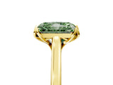 Yellow gold Fancy Green Radiant Cut Diamond Solitaire Ring with Flower Prong Setting and Classic Band_41