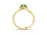 Yellow gold Fancy Green Radiant Cut Diamond Solitaire Ring with Flower Prong Setting and Classic Band_96