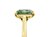 Yellow gold Fancy Green Radiant Cut Diamond Solitaire Ring with Flower Prong Setting and Classic Band_98